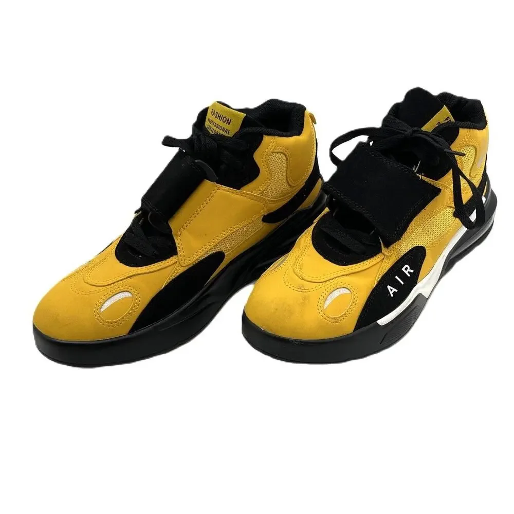 Fashion Lace up Sneakers Mens Size 42 Yellow/ Black Skateboard Shoes